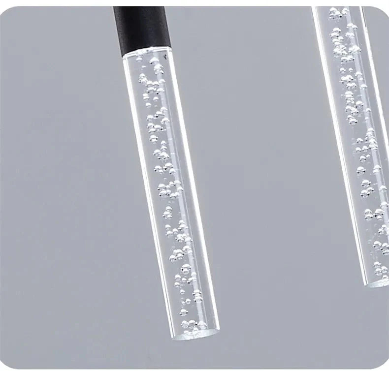 Lum Modern Black Foyer Chandelier For High Ceiling