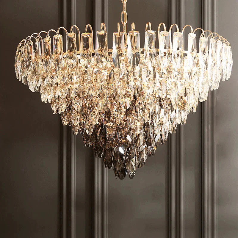 Luny Gold Cascading Waterfall Crystal Chandelier