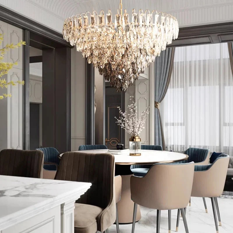 Luny Gold Cascading Waterfall Crystal Chandelier