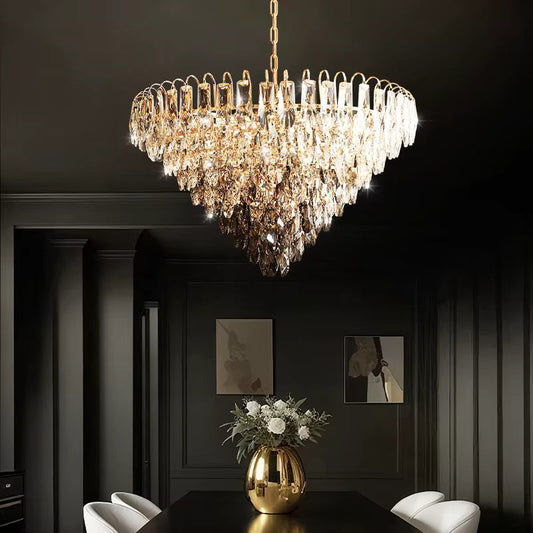 Luny Gold Cascading Waterfall Crystal Chandelier