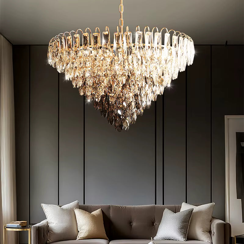 Luny Gold Cascading Waterfall Crystal Chandelier