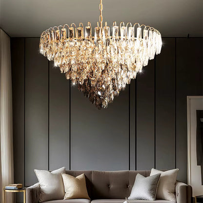 Luny Gold Cascading Waterfall Crystal Chandelier