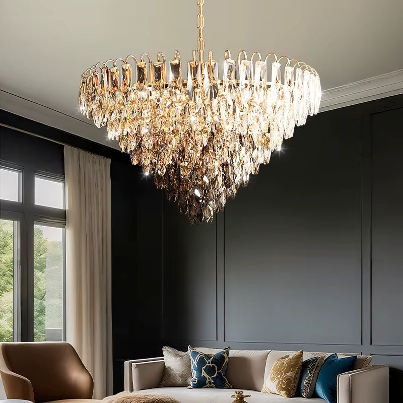 Luny Gold Cascading Waterfall Crystal Chandelier
