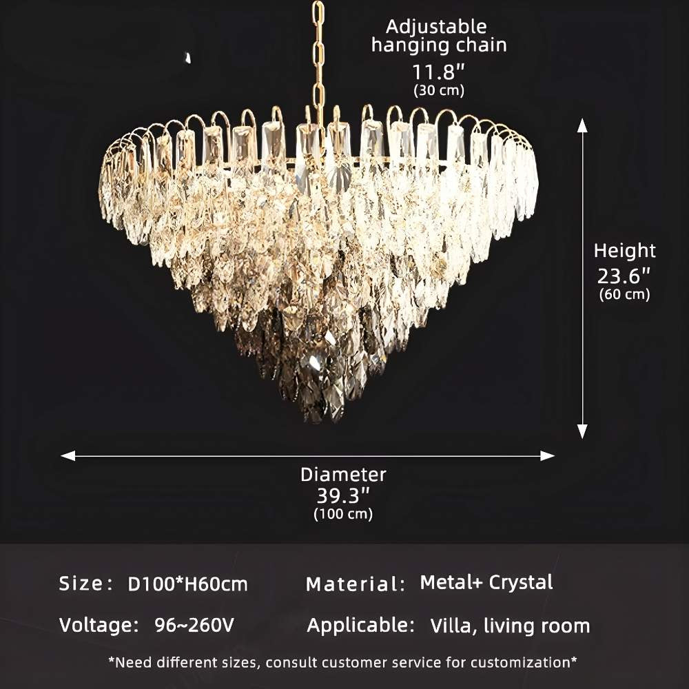 Luny Gold Cascading Waterfall Crystal Chandelier