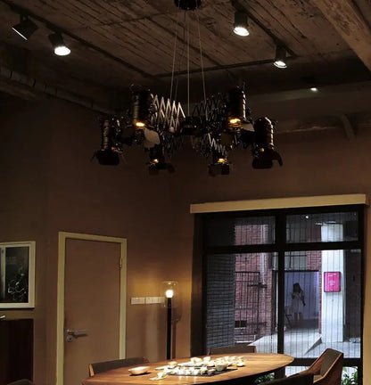 Lustra Black Industrial Chandelier
