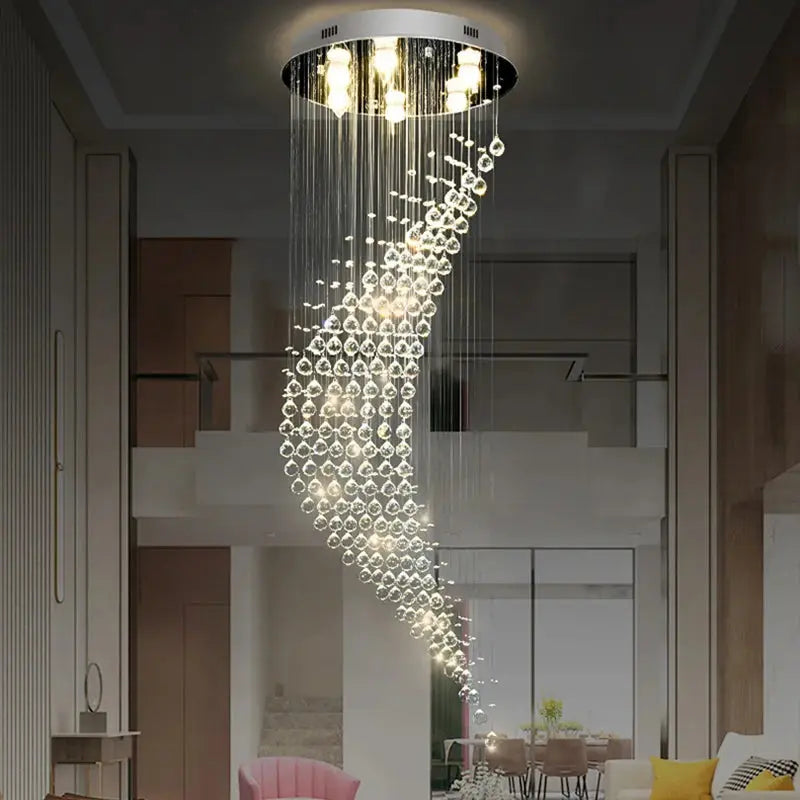 Luxury Raindrop Crystal Chandelier for Staircase and Foyer