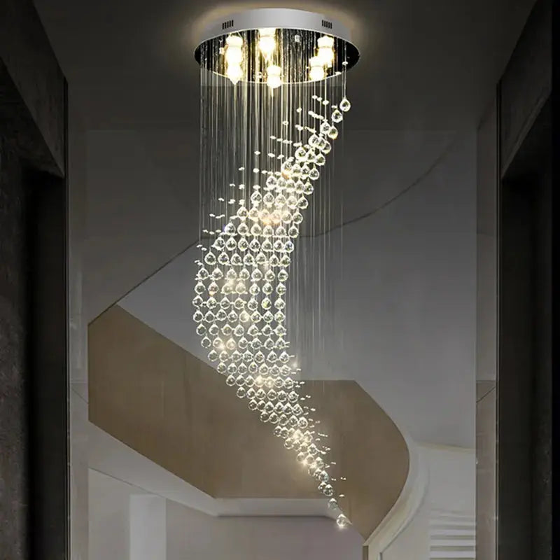 Luxury Raindrop Crystal Chandelier for Staircase and Foyer