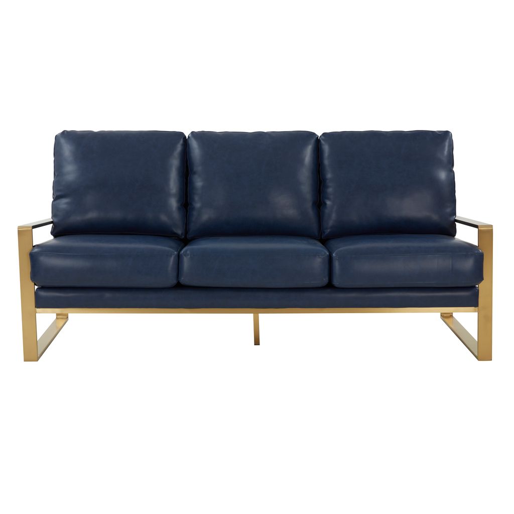 Emil Leather Sofa - Gold Frame