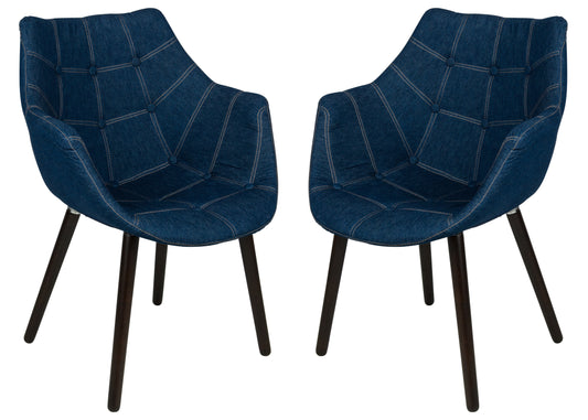 Hugo Tufted Denim Lounge Chair - Set of 2
