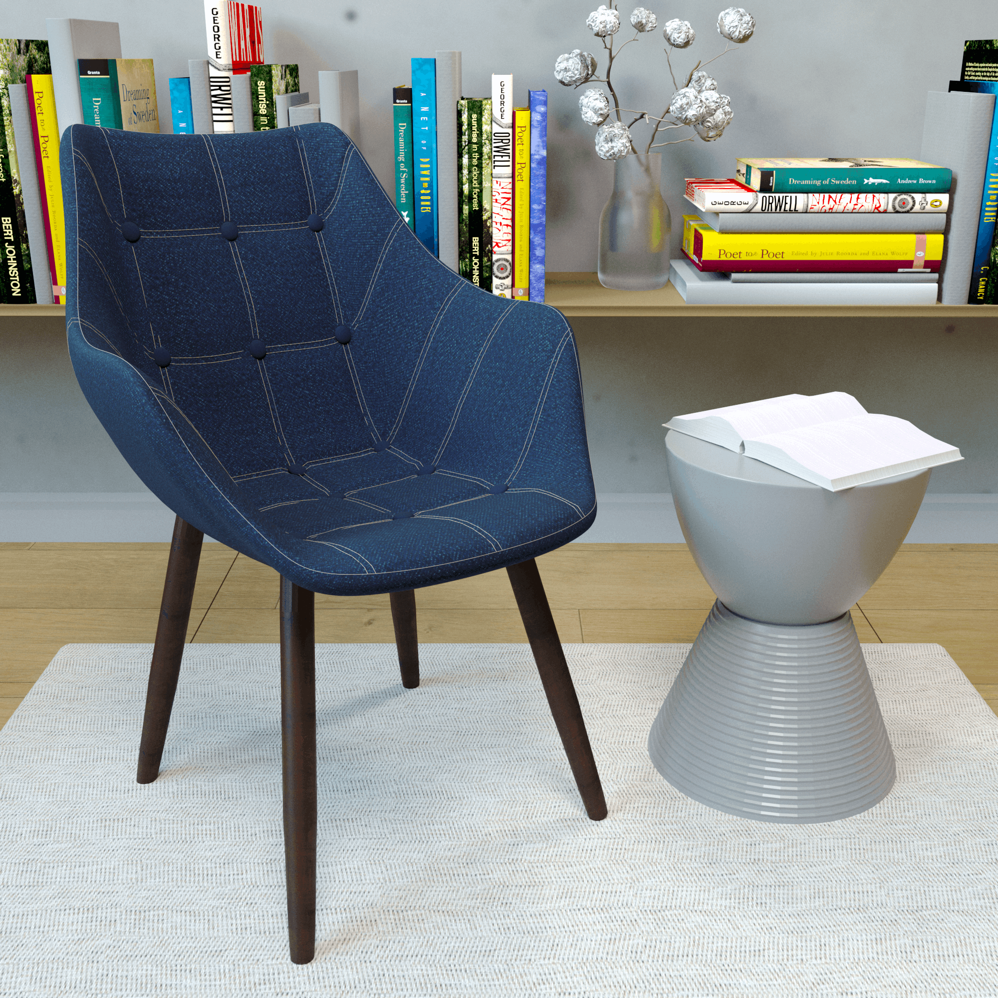 Hugo Tufted Denim Lounge Chair