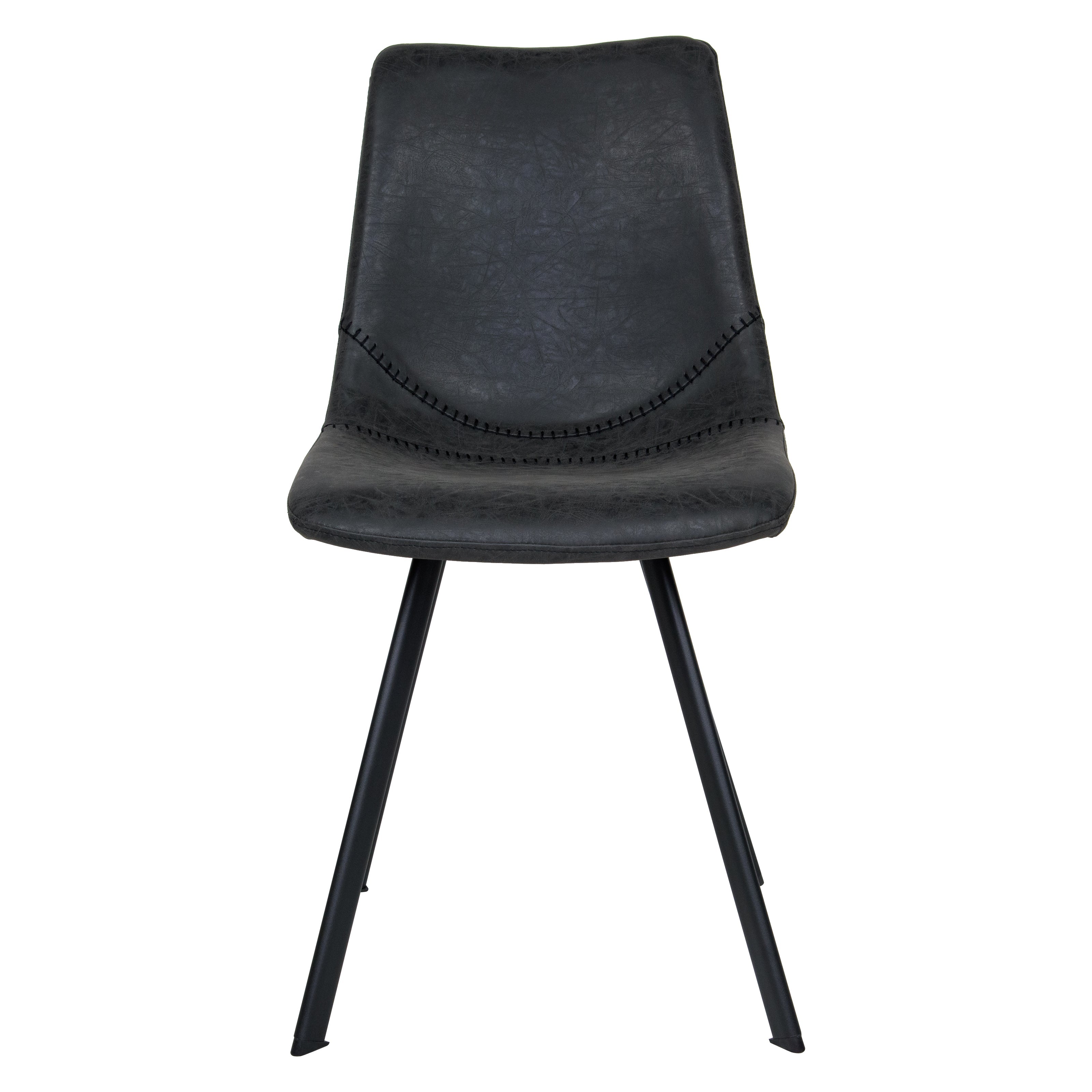 Markley Modern Leather Dining Chair With Metal Legs Set of 2