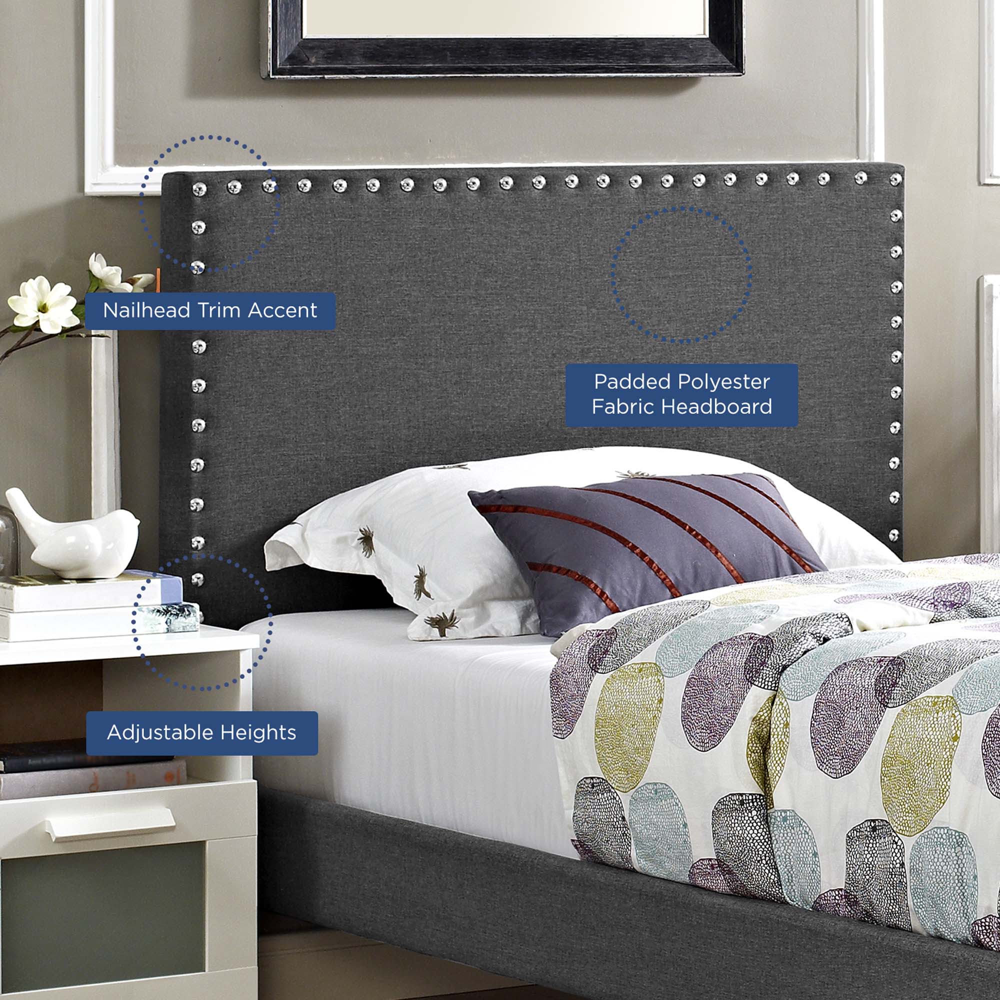 Phoebe Twin Upholstered Fabric Headboard