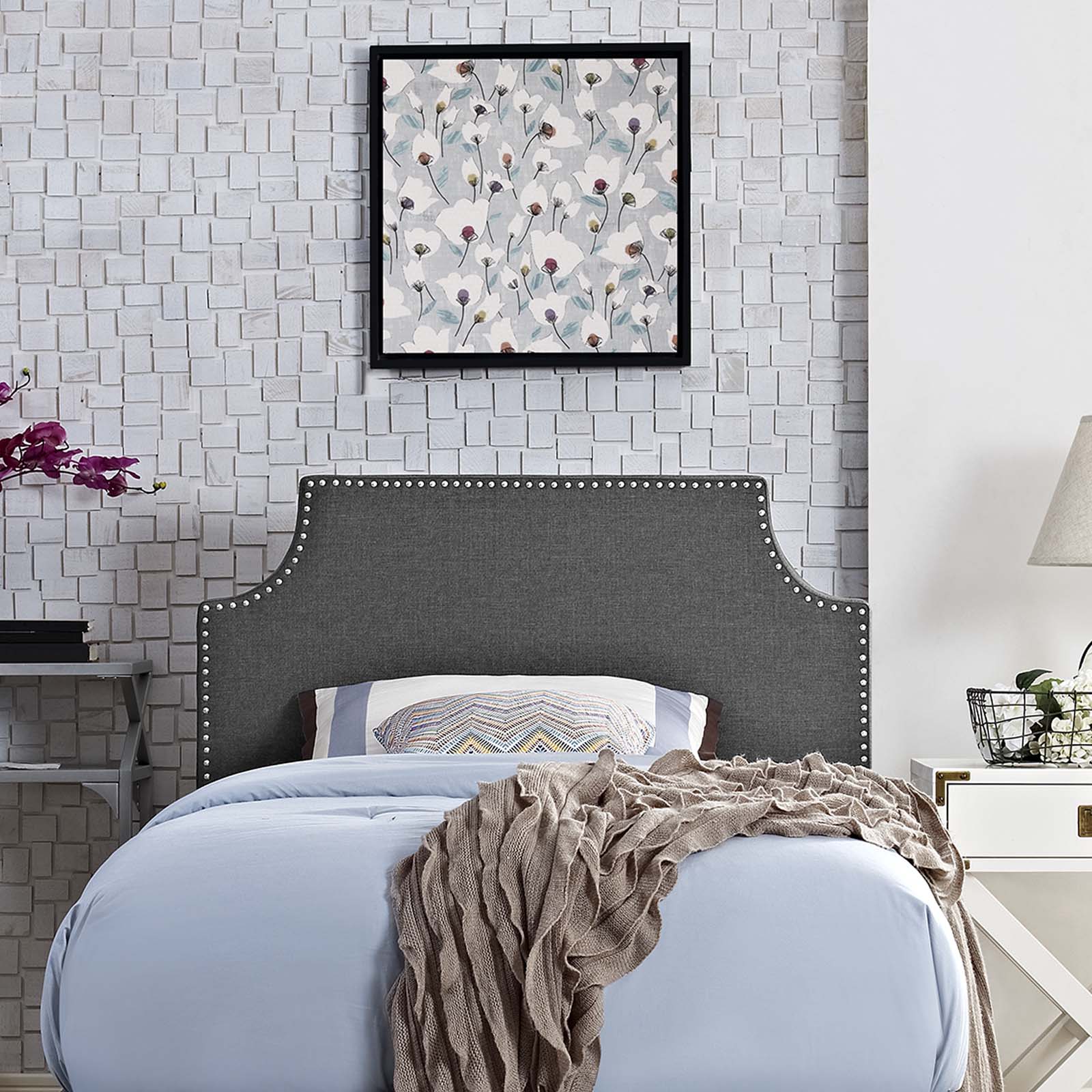 Laura Twin Upholstered Fabric Headboard