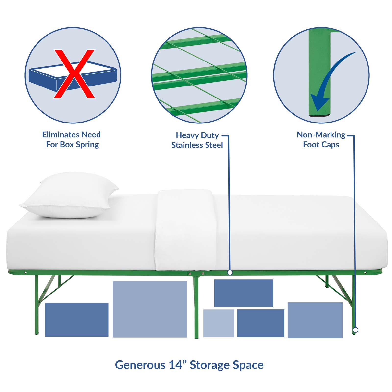 Horizon Twin Stainless Steel Bed Frame