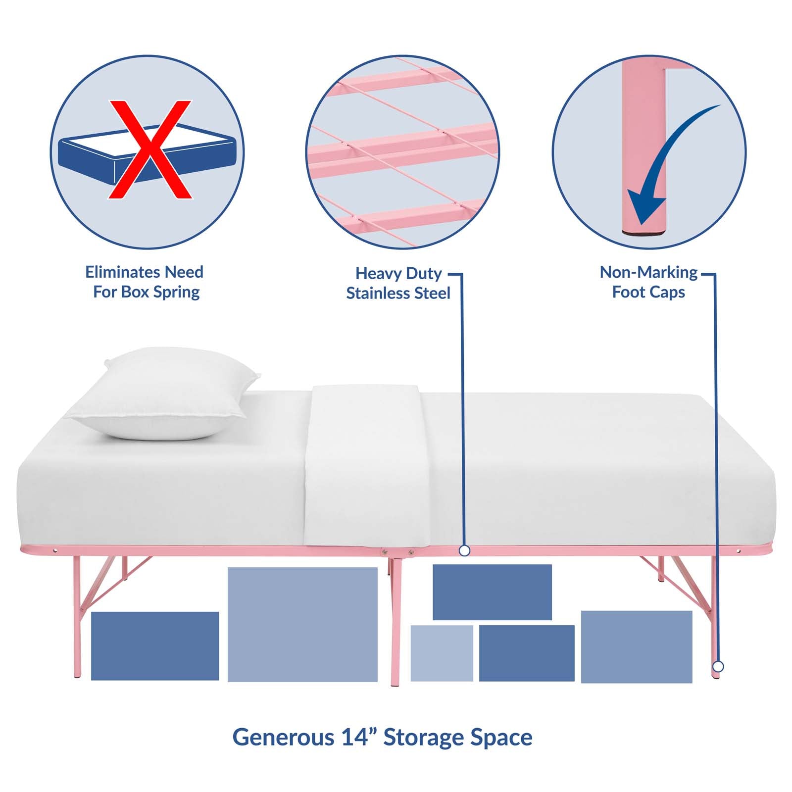 Horizon Twin Stainless Steel Bed Frame