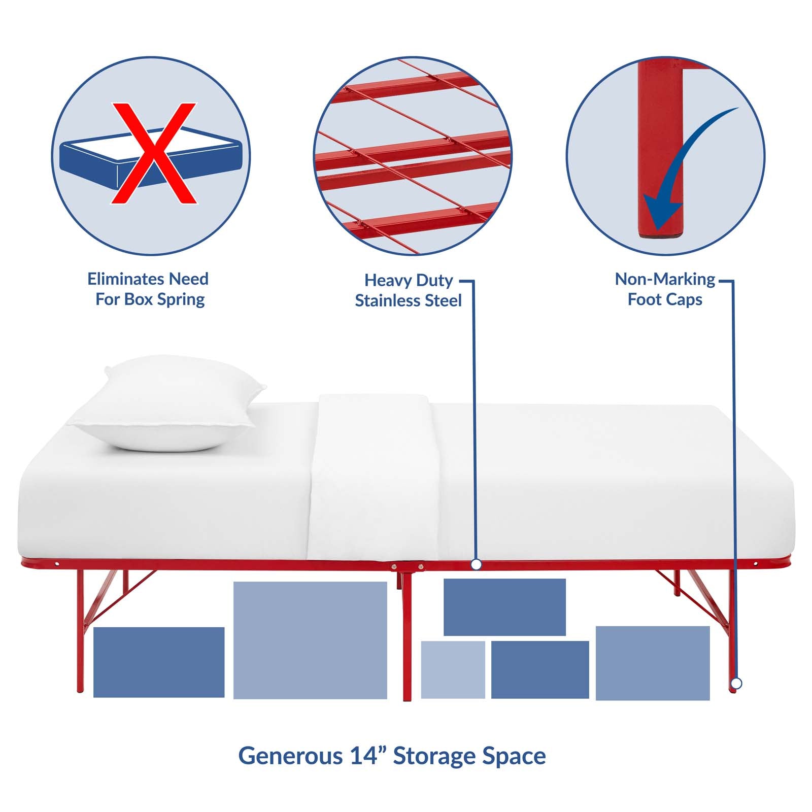 Horizon Twin Stainless Steel Bed Frame