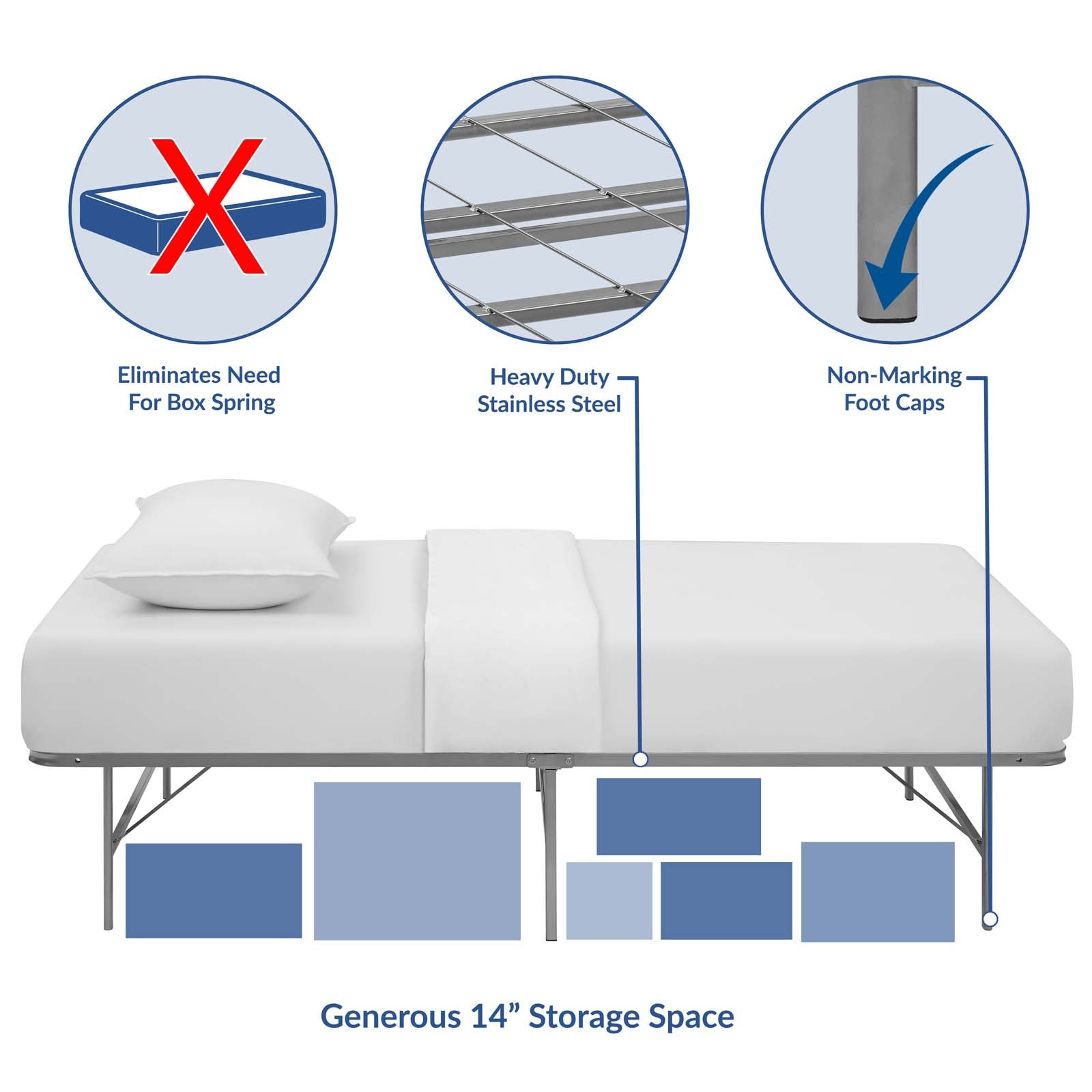 Horizon Twin Stainless Steel Bed Frame