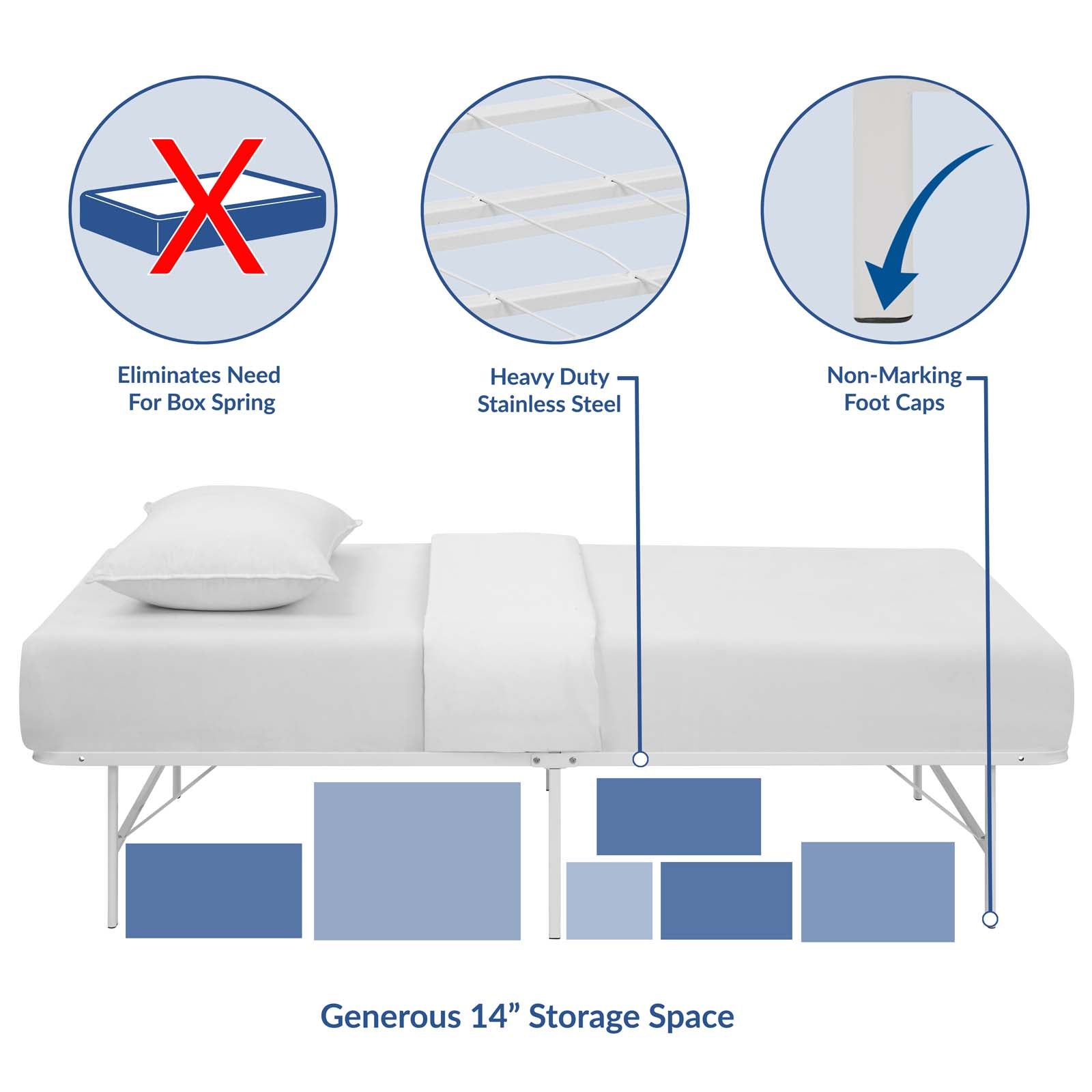 Horizon Twin Stainless Steel Bed Frame