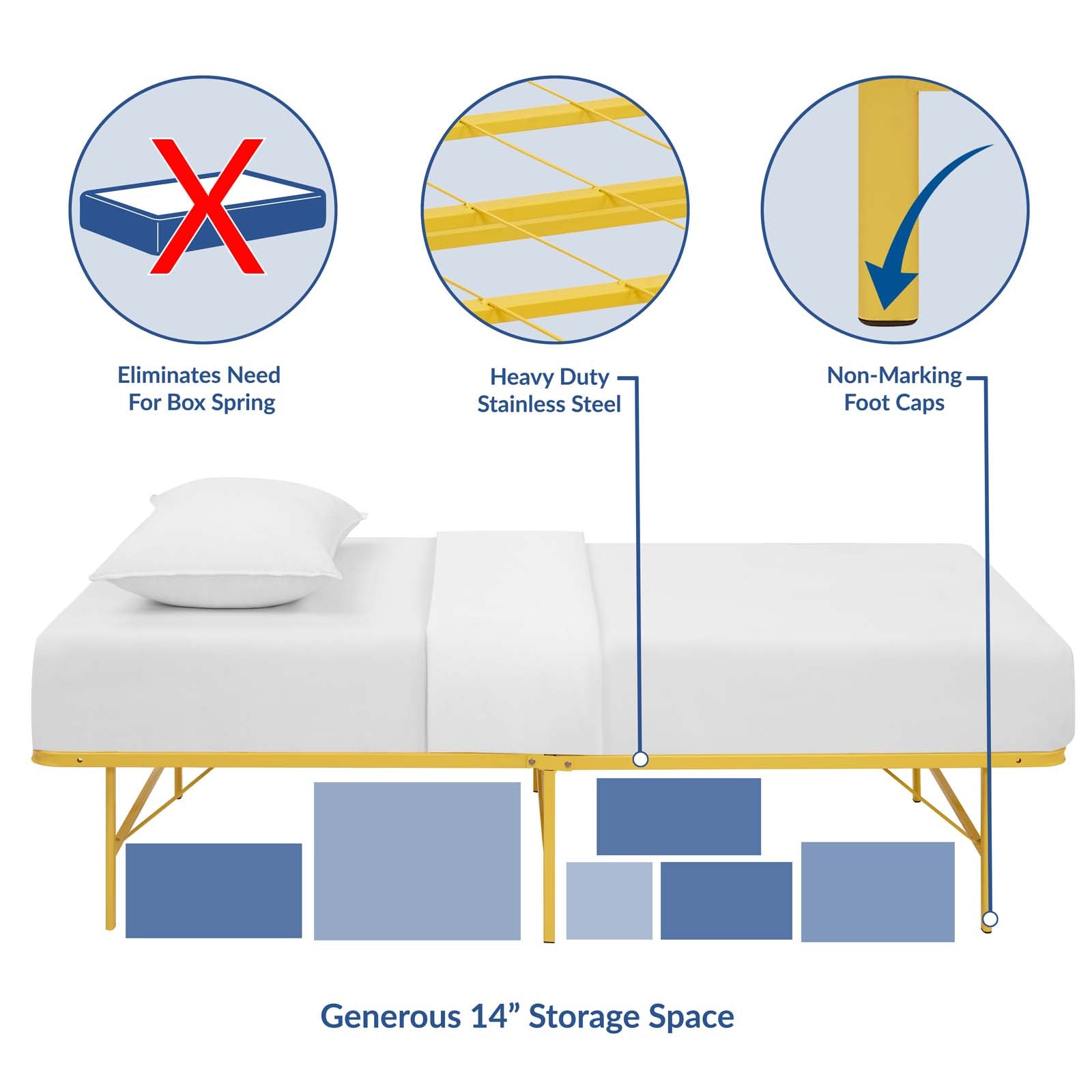 Horizon Twin Stainless Steel Bed Frame