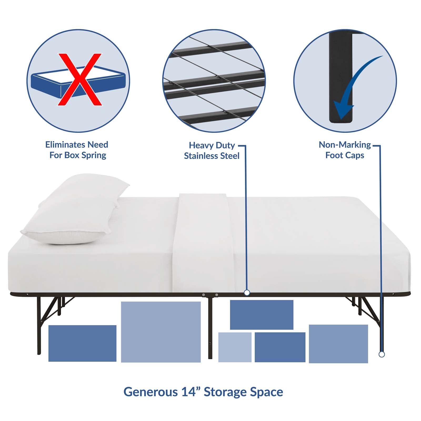 Horizon Full Stainless Steel Bed Frame