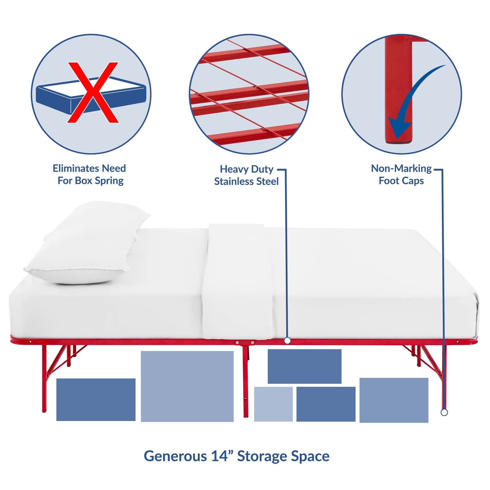 Horizon Queen Stainless Steel Bed Frame