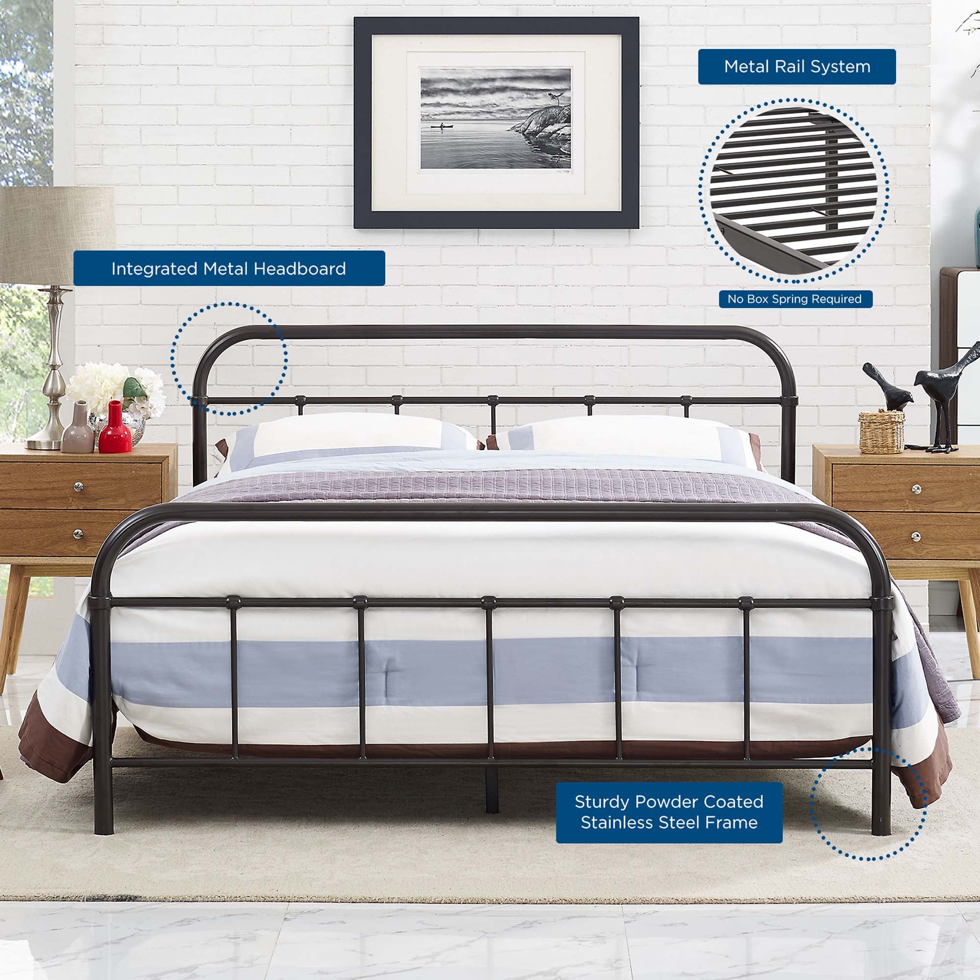 Maisie Queen Stainless Steel Bed Frame