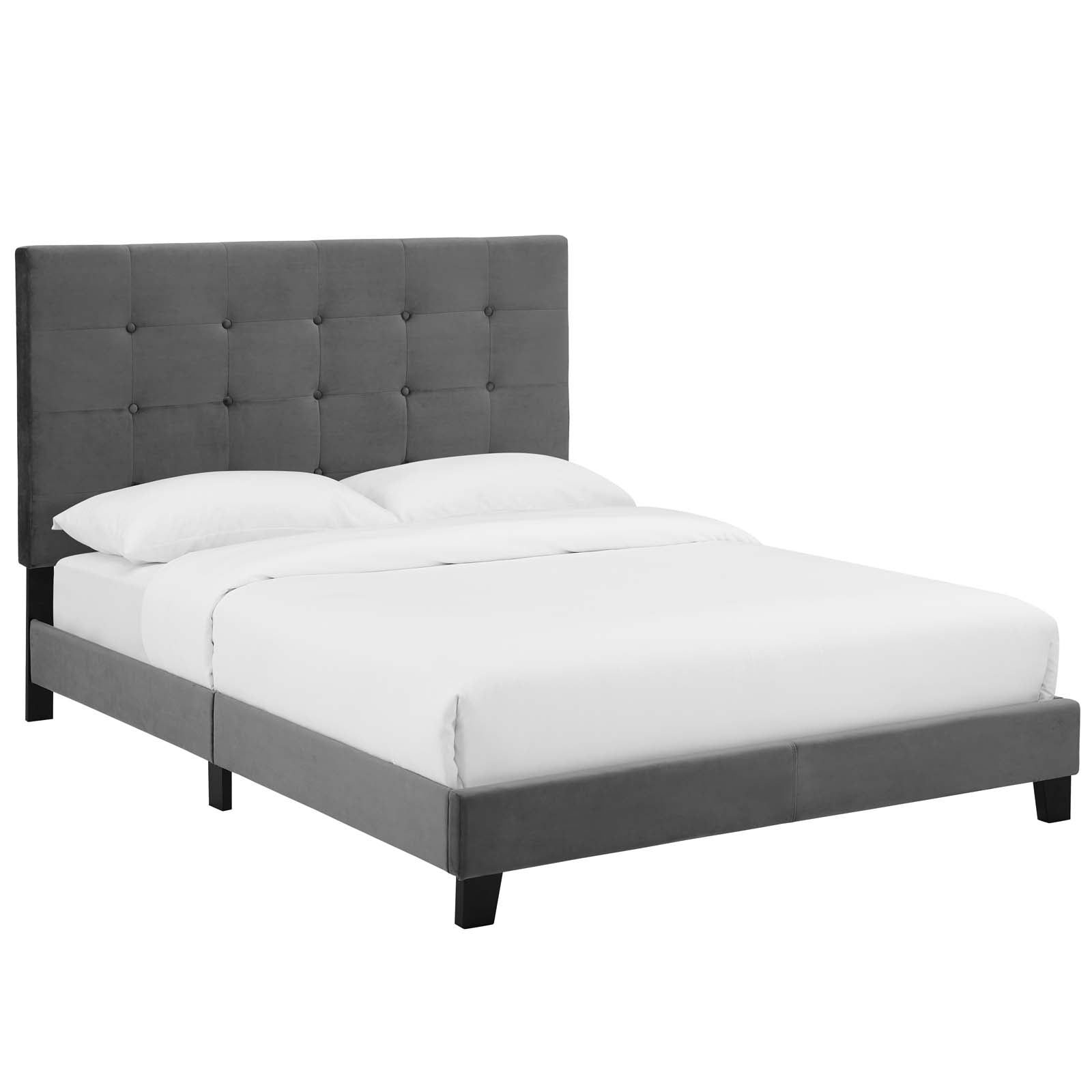 Melanie Twin Tufted Button Upholstered Performance Velvet Platform Bed