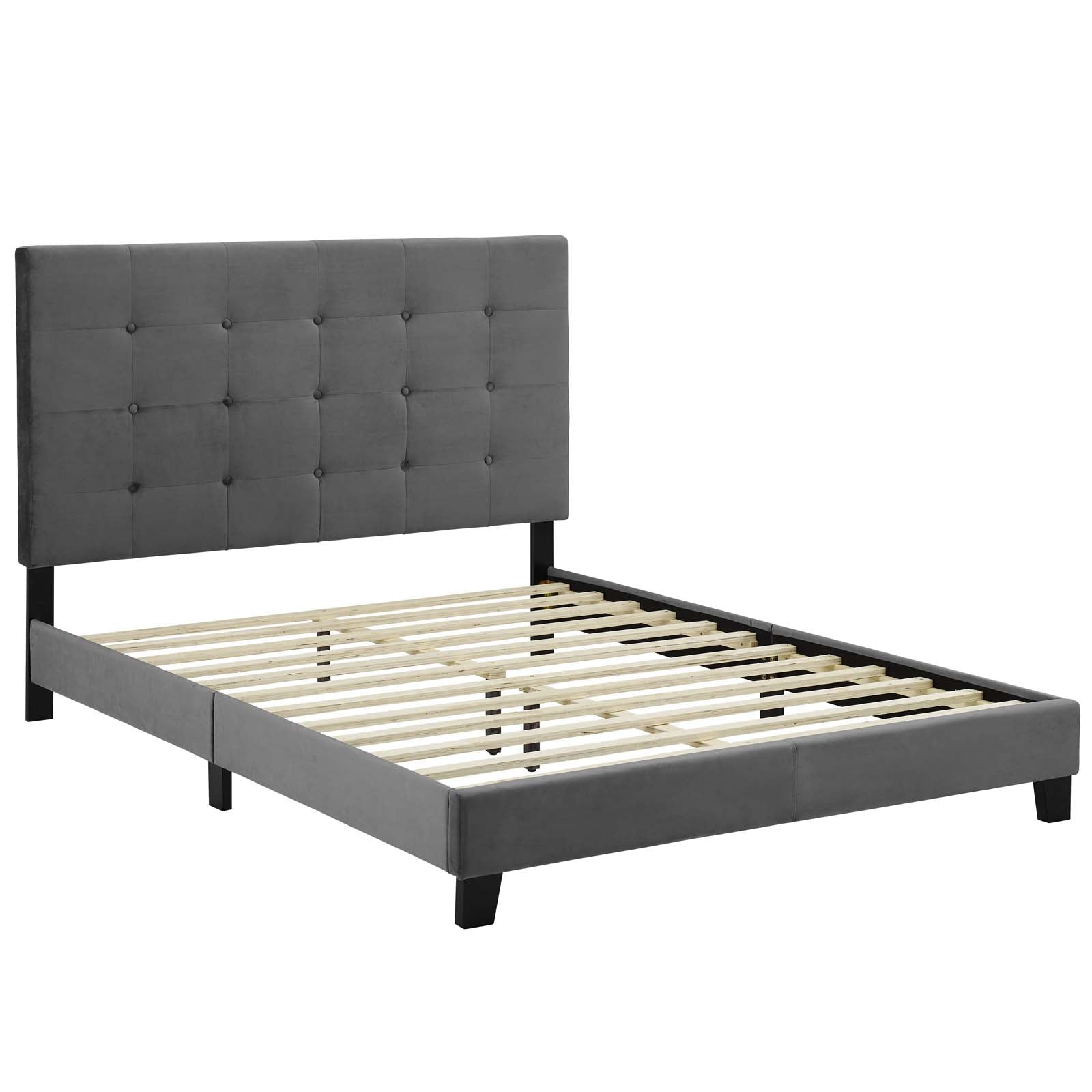 Melanie Twin Tufted Button Upholstered Performance Velvet Platform Bed