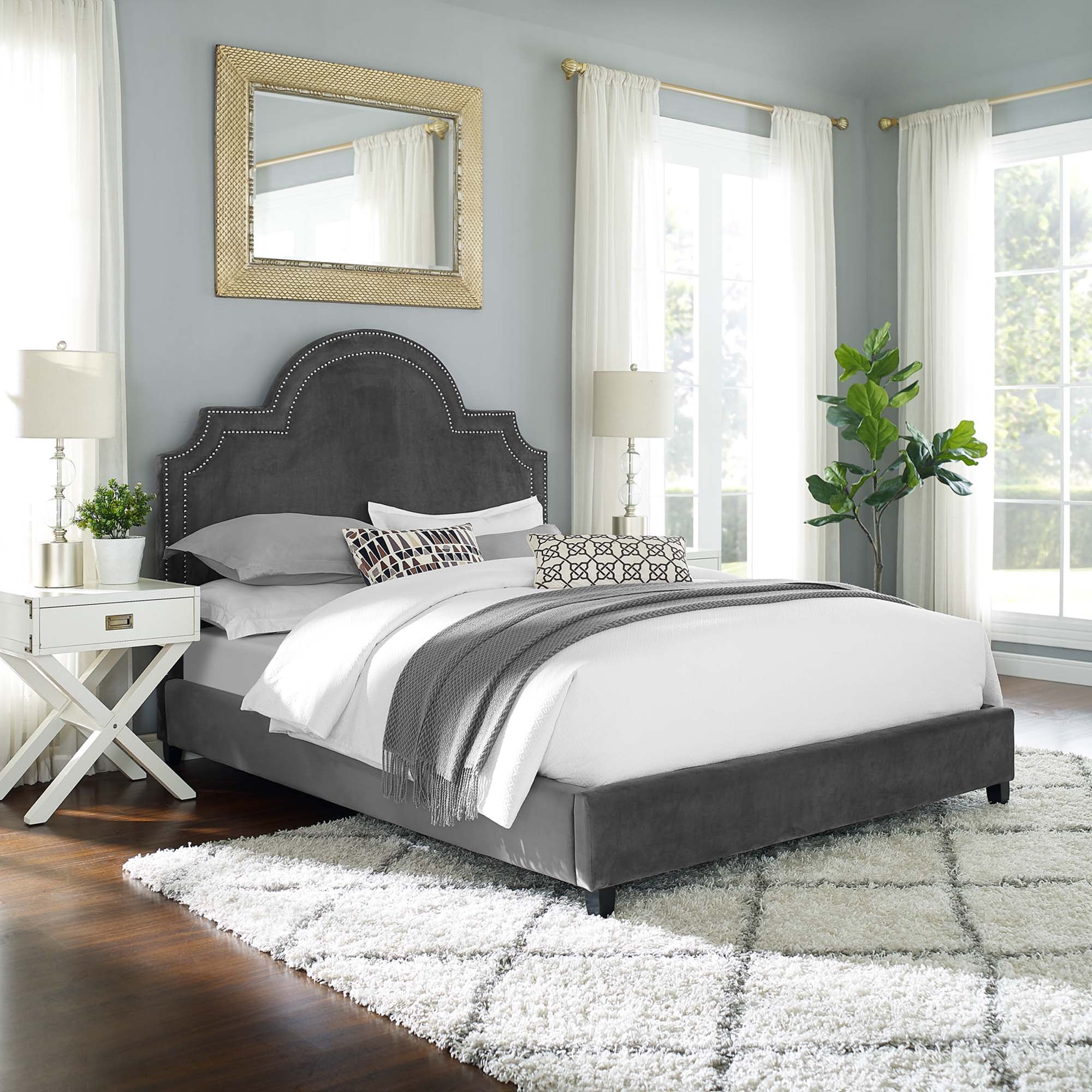 Primrose Queen Performance Velvet Platform Bed