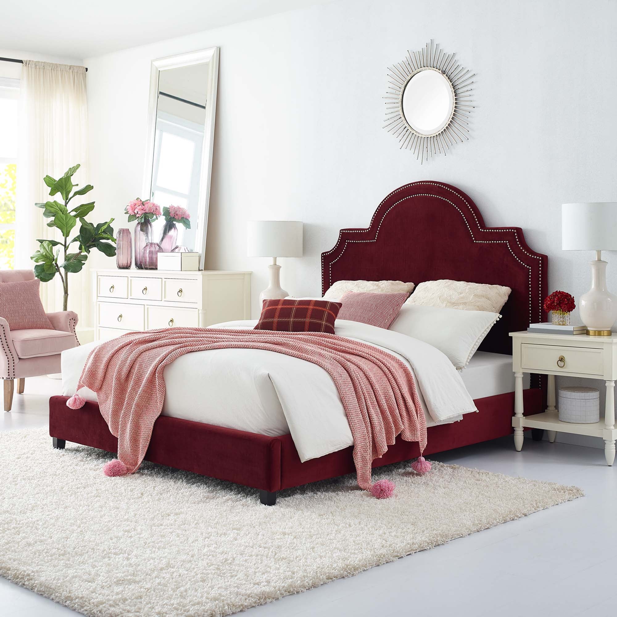 Primrose Queen Performance Velvet Platform Bed