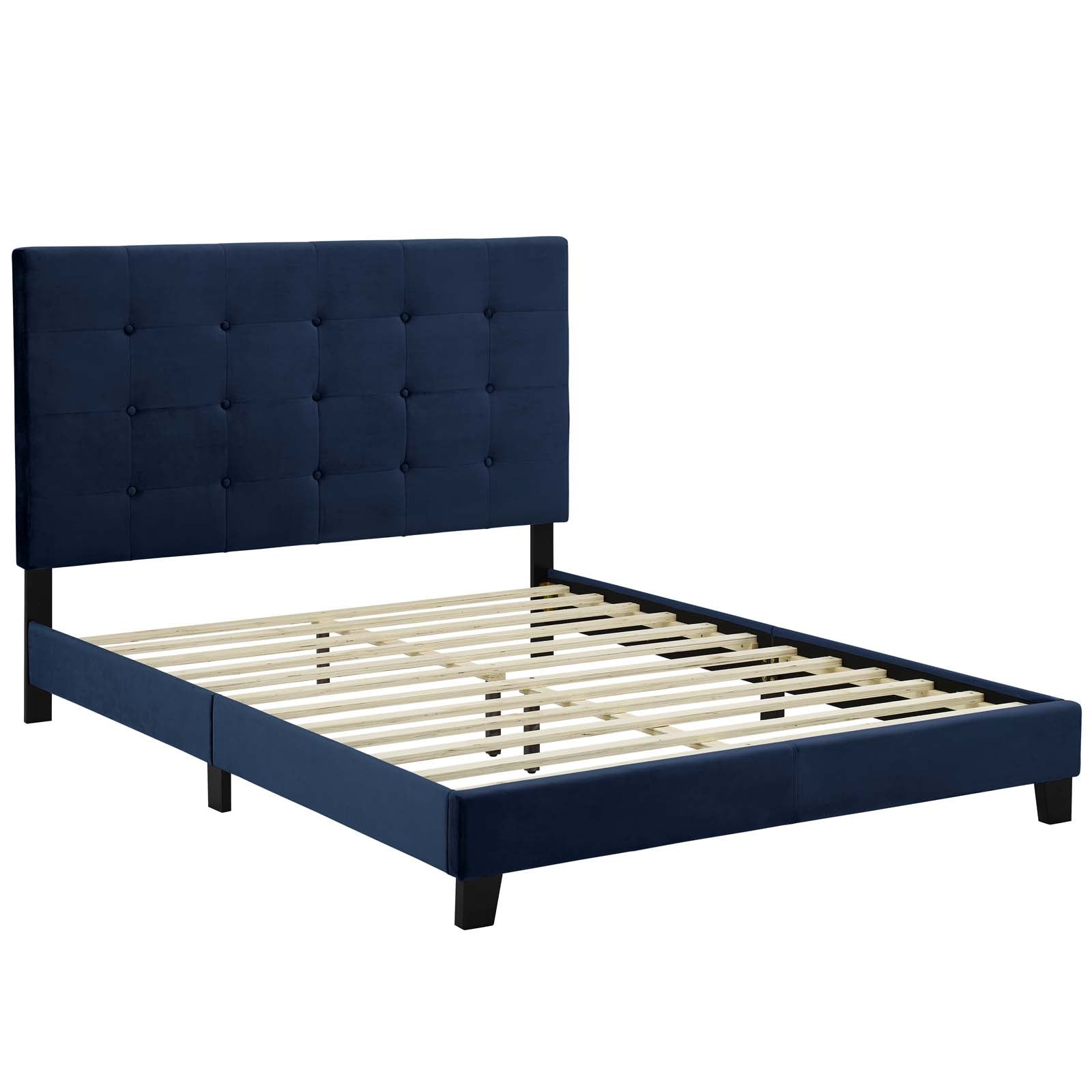 Melanie Queen Tufted Button Upholstered Performance Velvet Platform Bed