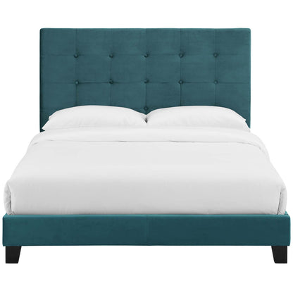 Melanie King Tufted Button Upholstered Performance Velvet Platform Bed
