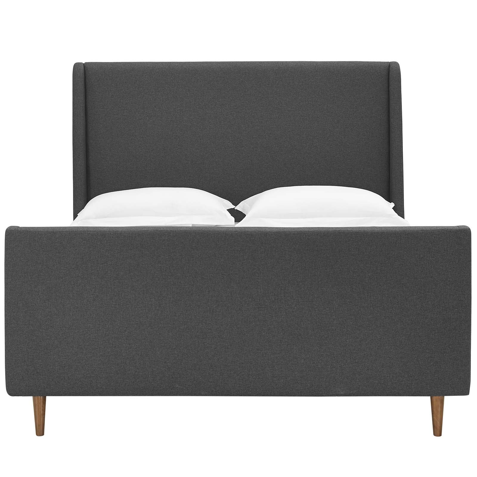 Aubree Queen Upholstered Fabric Sleigh Platform Bed