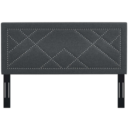 Reese Nailhead Full / Queen Upholstered Linen Fabric Headboard