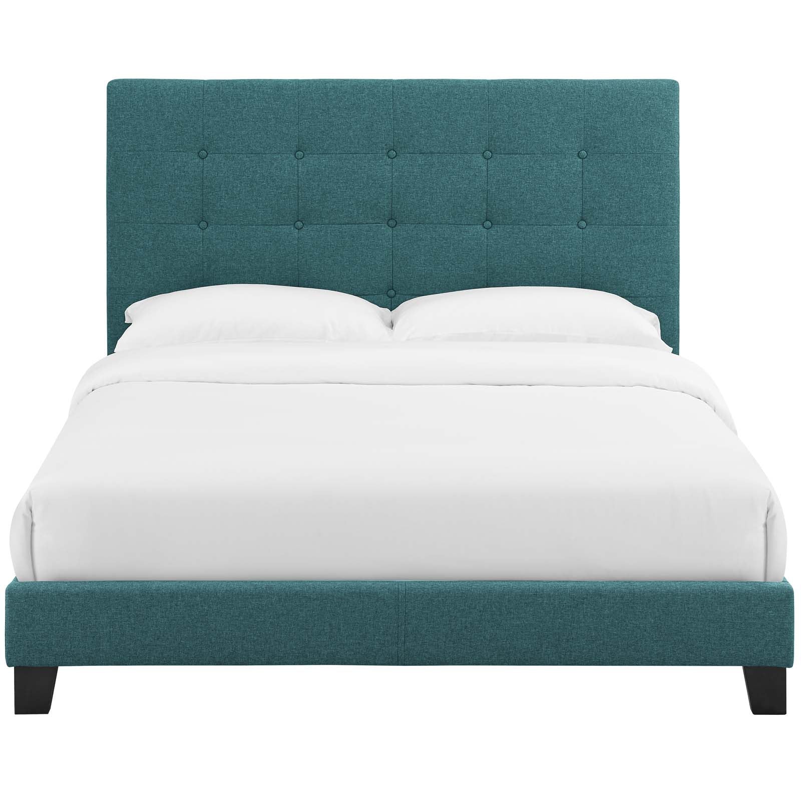 Melanie Full Tufted Button Upholstered Fabric Platform Bed