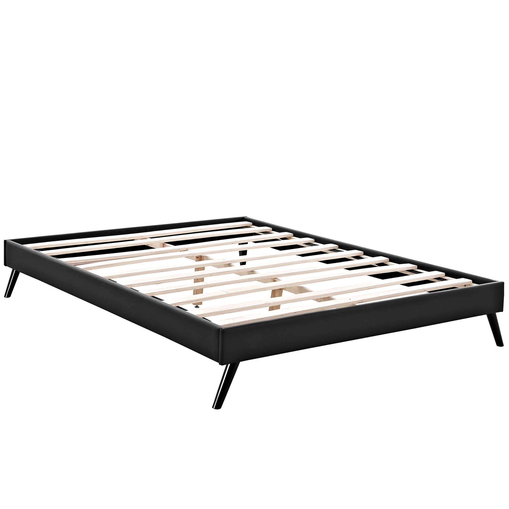 Loryn Queen Vinyl Bed Frame with Round Splayed Legs