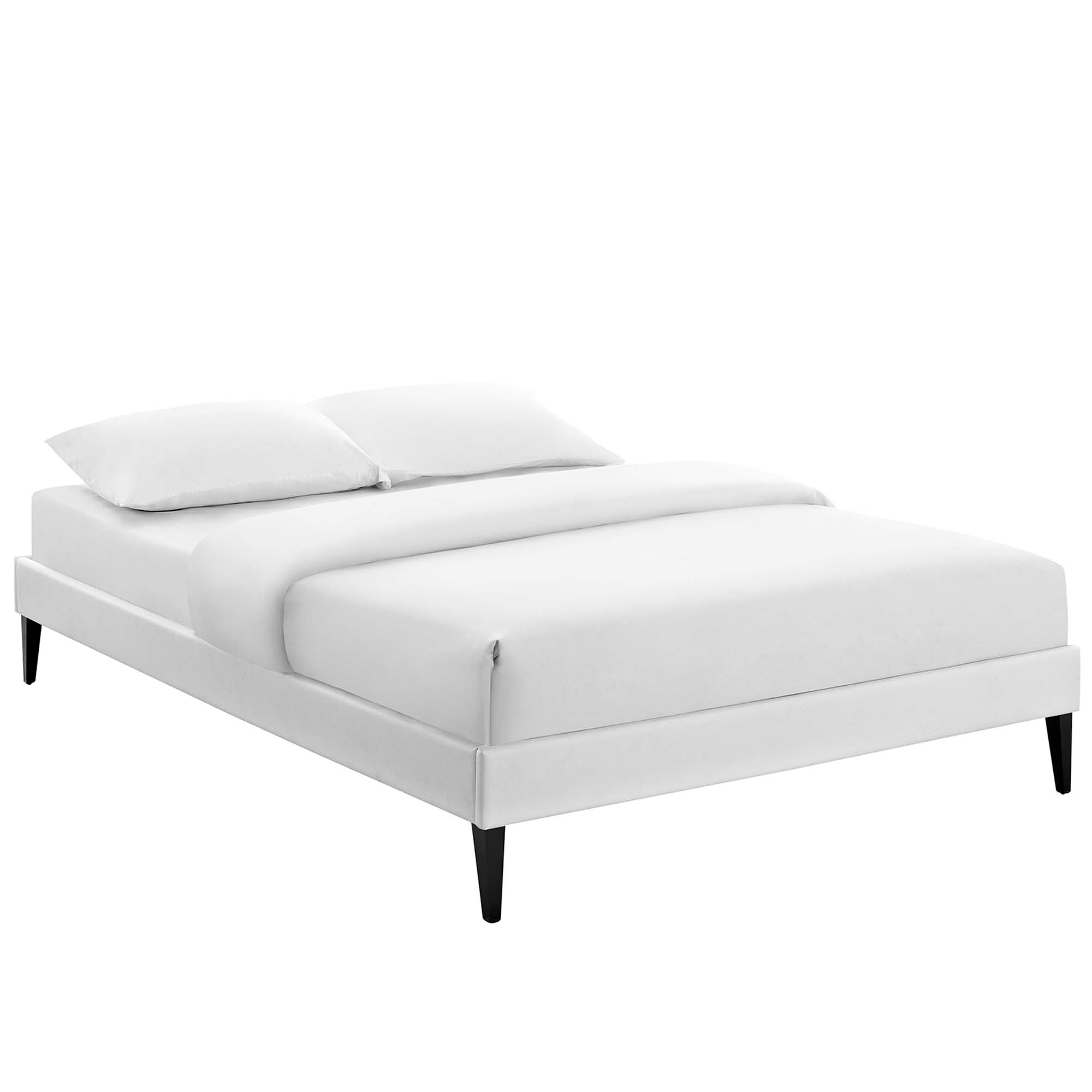 Tessie Full Vinyl Bed Frame with Squared Tapered Legs