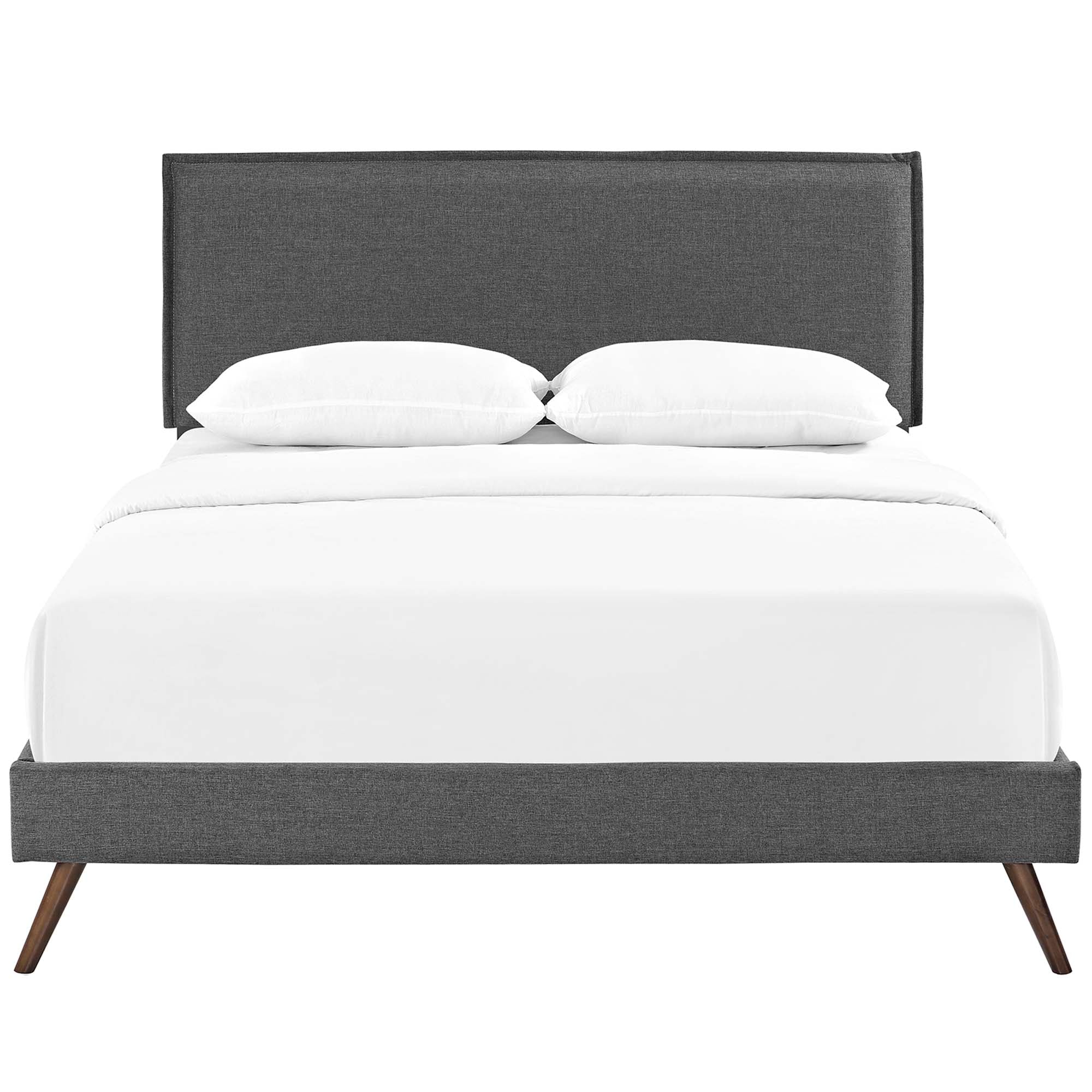 Amaris Queen Fabric Platform Bed with Round Splayed Legs