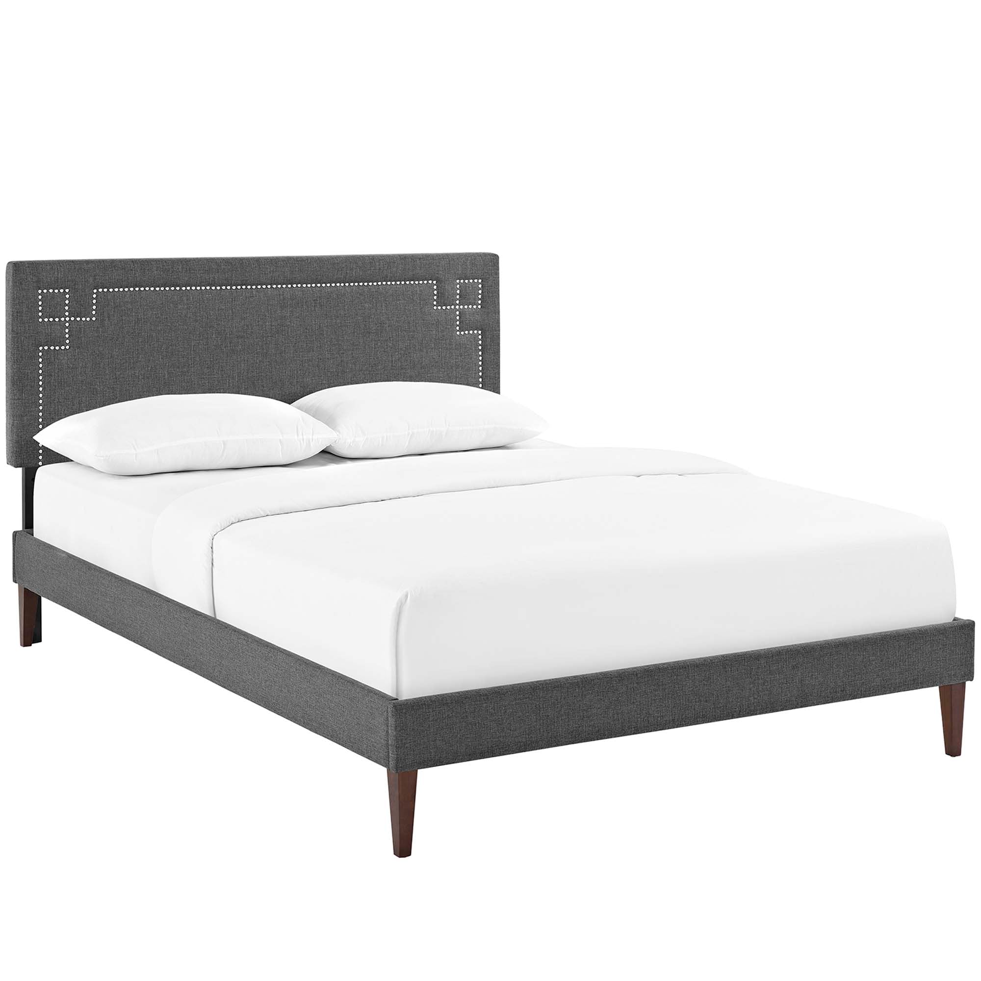 Ruthie Queen Fabric Platform Bed with Squared Tapered Legs