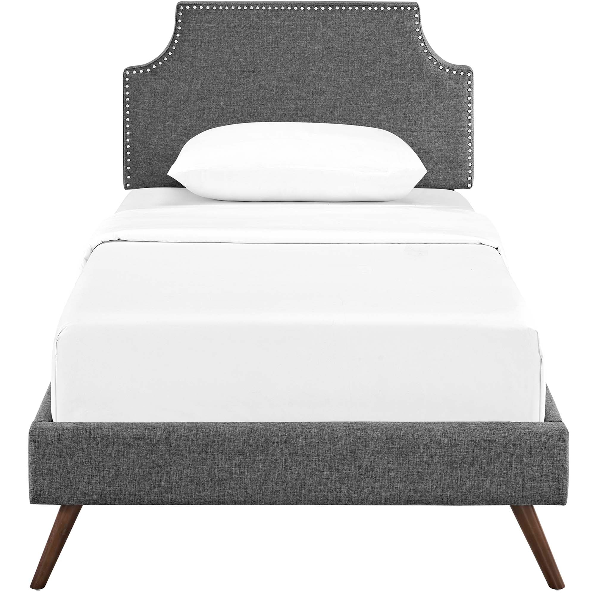 Corene Twin Fabric Platform Bed with Round Splayed Legs