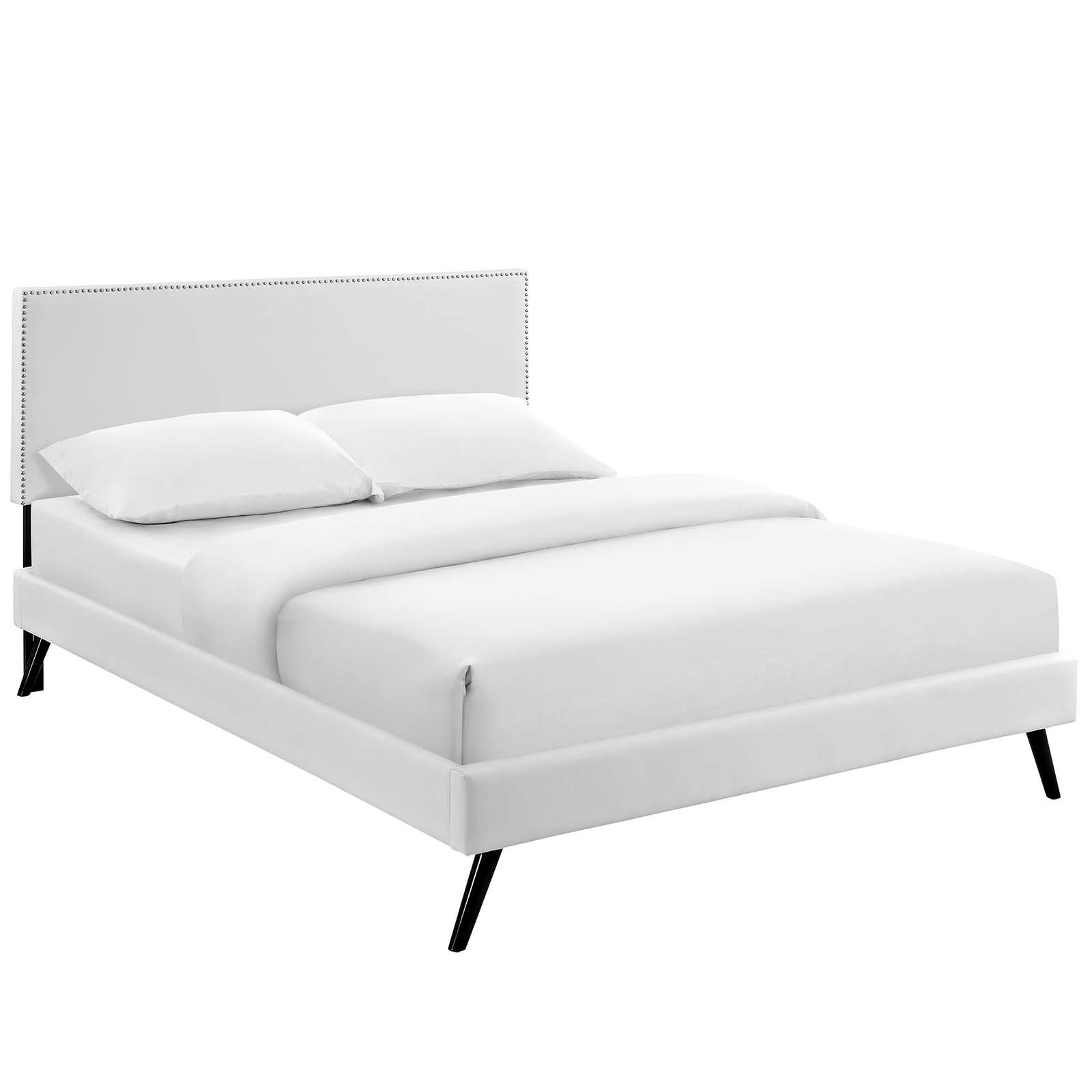 Macie Queen Vinyl Platform Bed with Round Splayed Legs