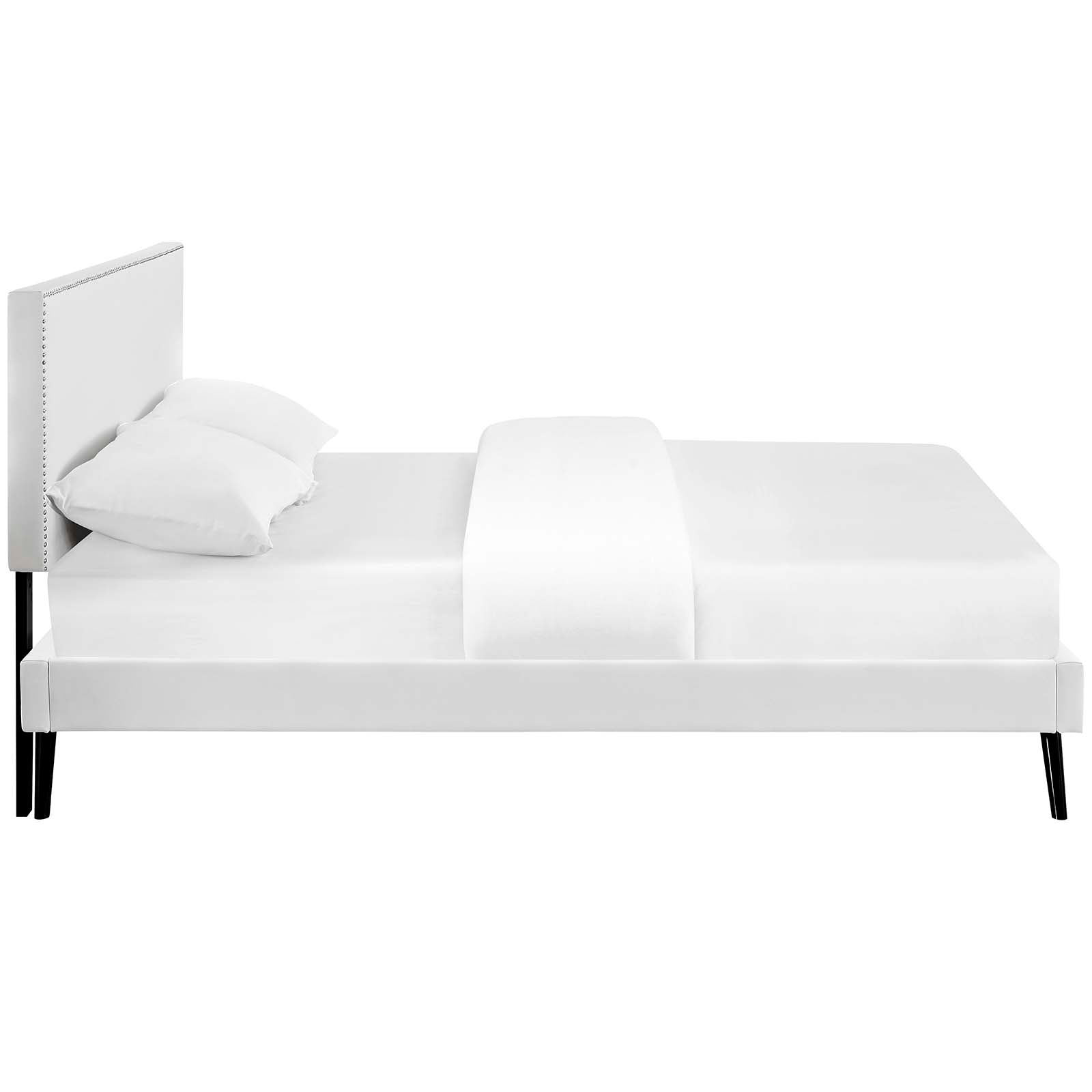 Macie Queen Vinyl Platform Bed with Round Splayed Legs