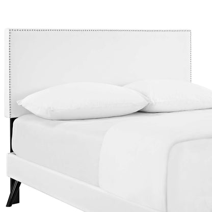 Macie Queen Vinyl Platform Bed with Round Splayed Legs