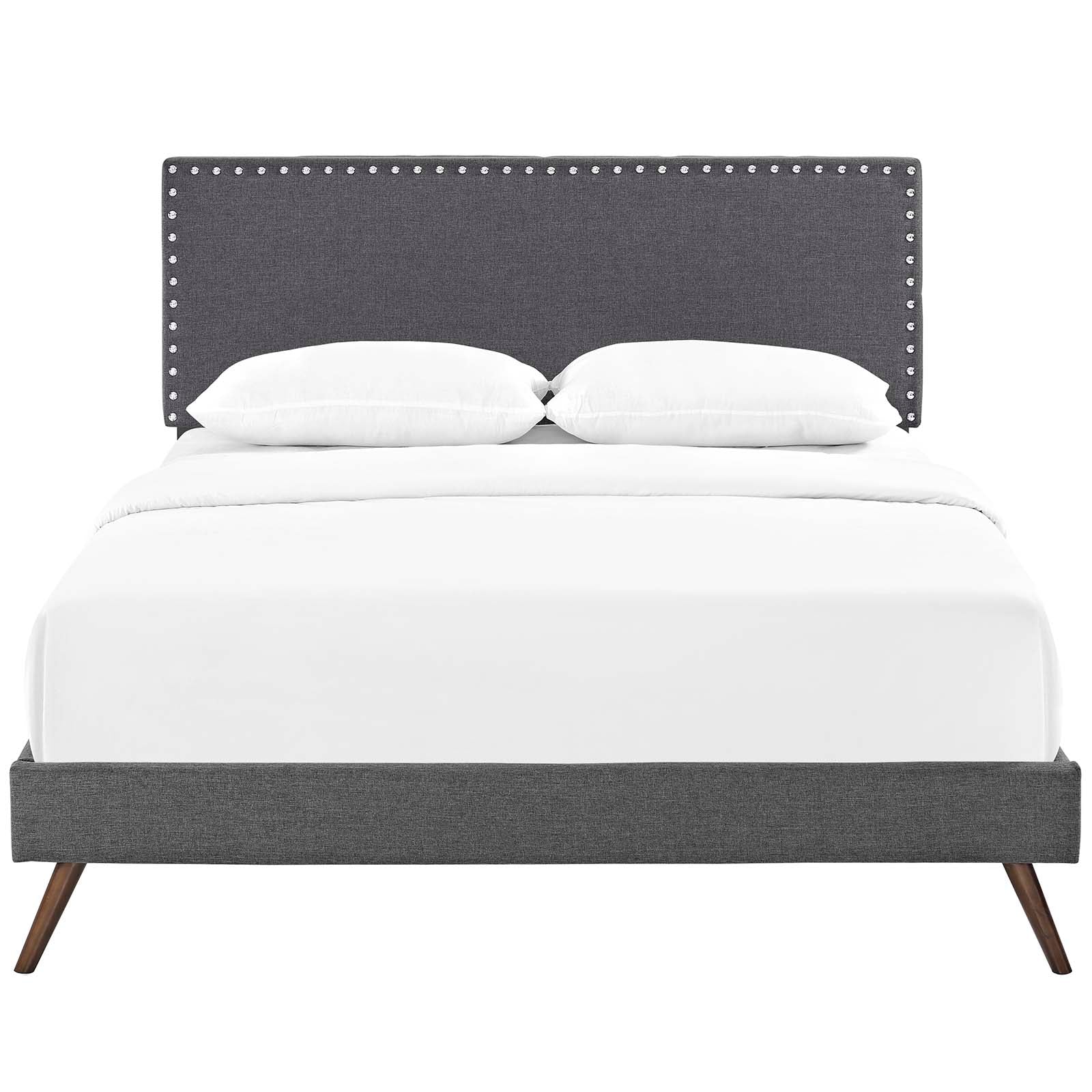 Macie Queen Fabric Platform Bed with Round Splayed Legs