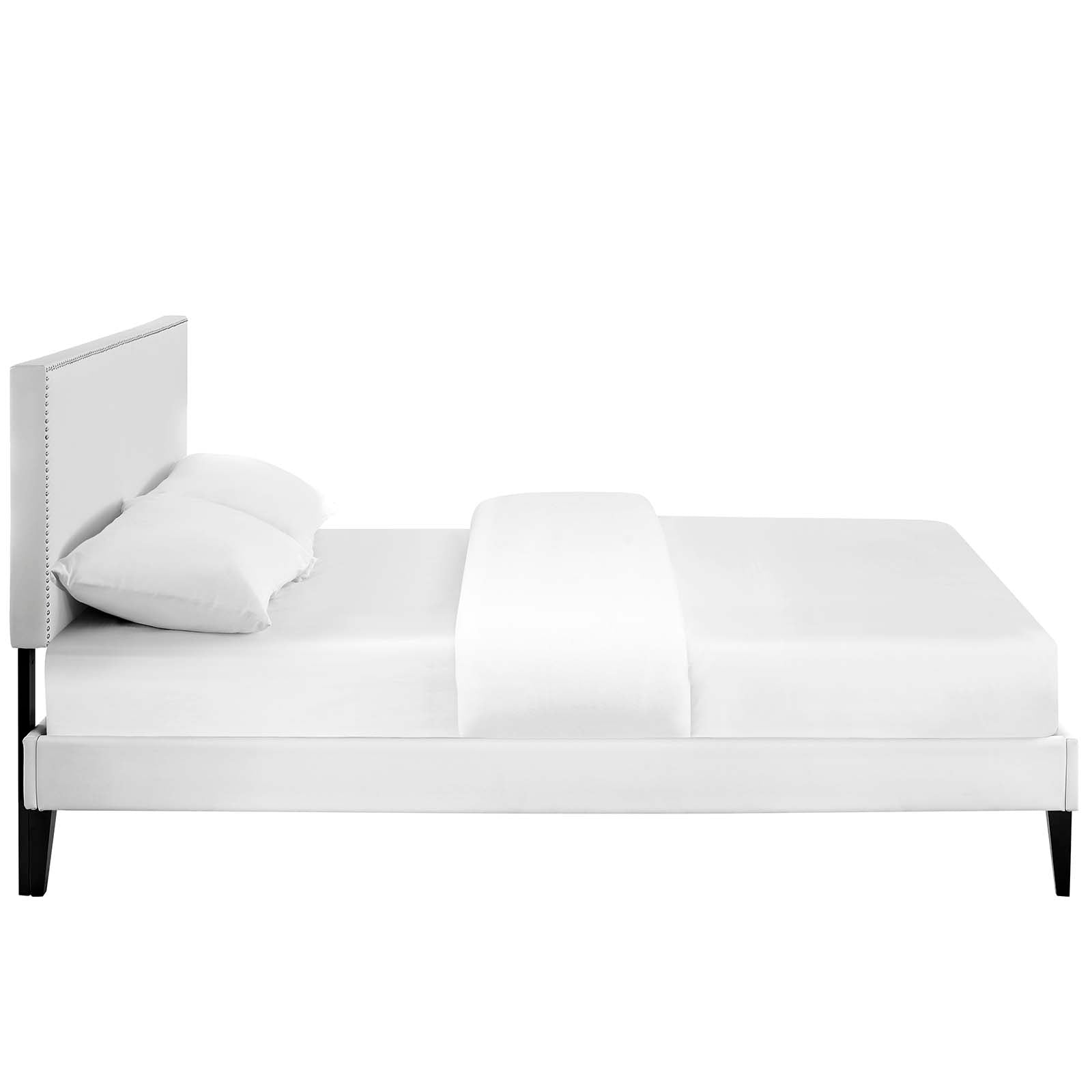 Macie Full Vinyl Platform Bed with Squared Tapered Legs