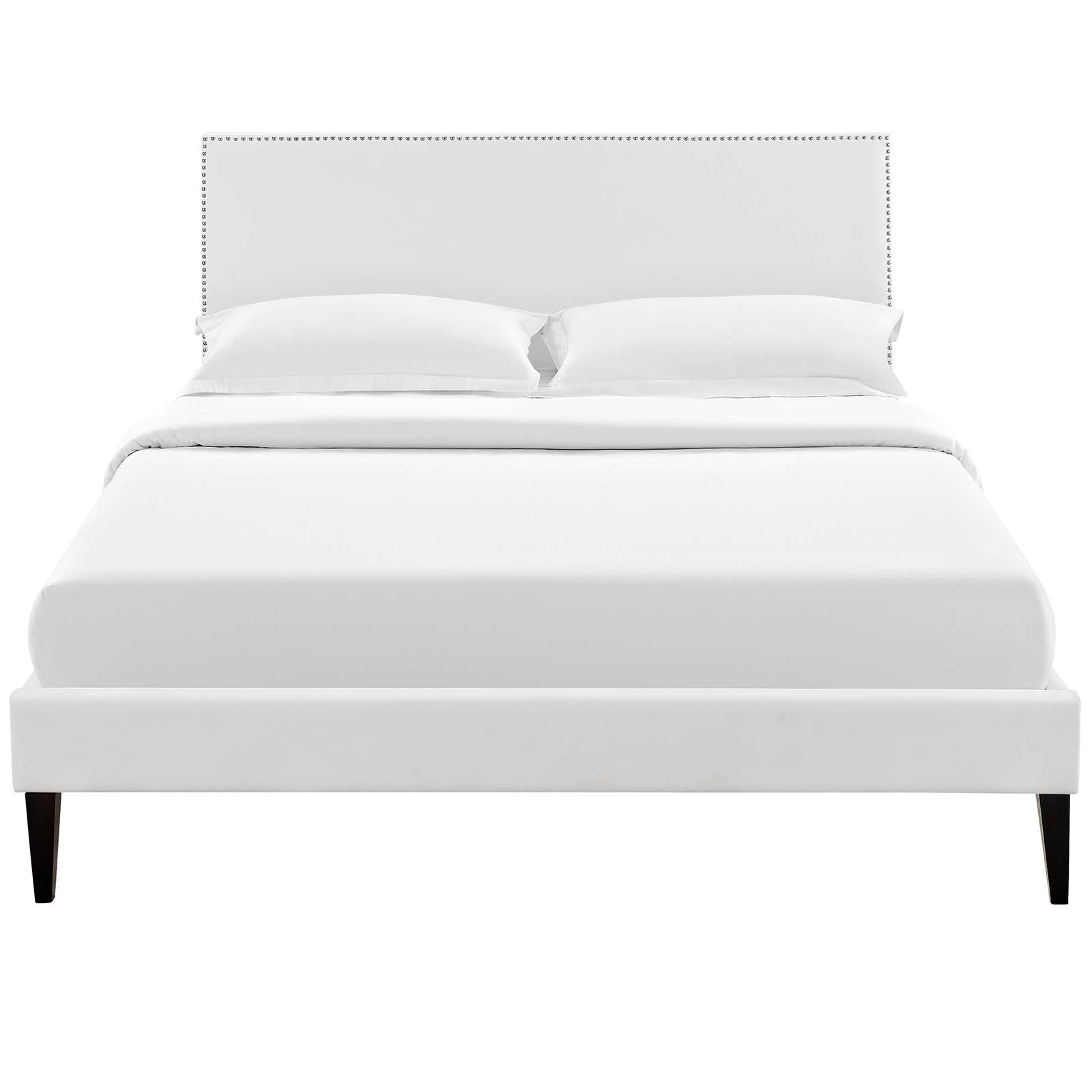 Macie Full Vinyl Platform Bed with Squared Tapered Legs