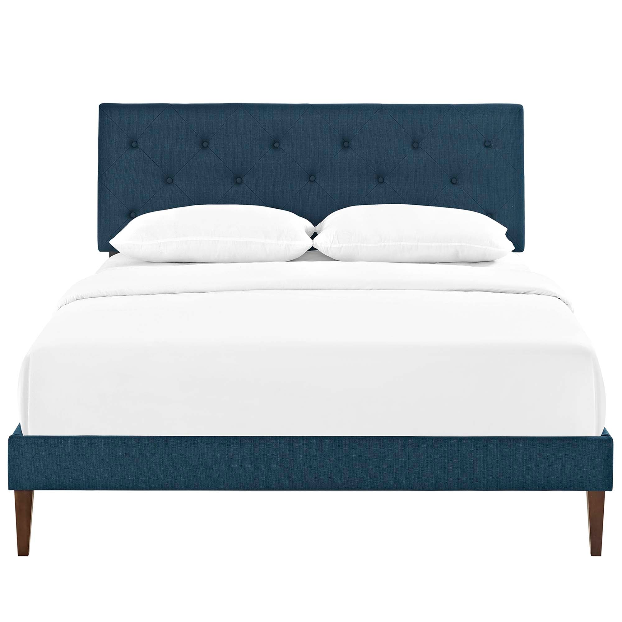 Tarah King Fabric Platform Bed with Squared Tapered Legs