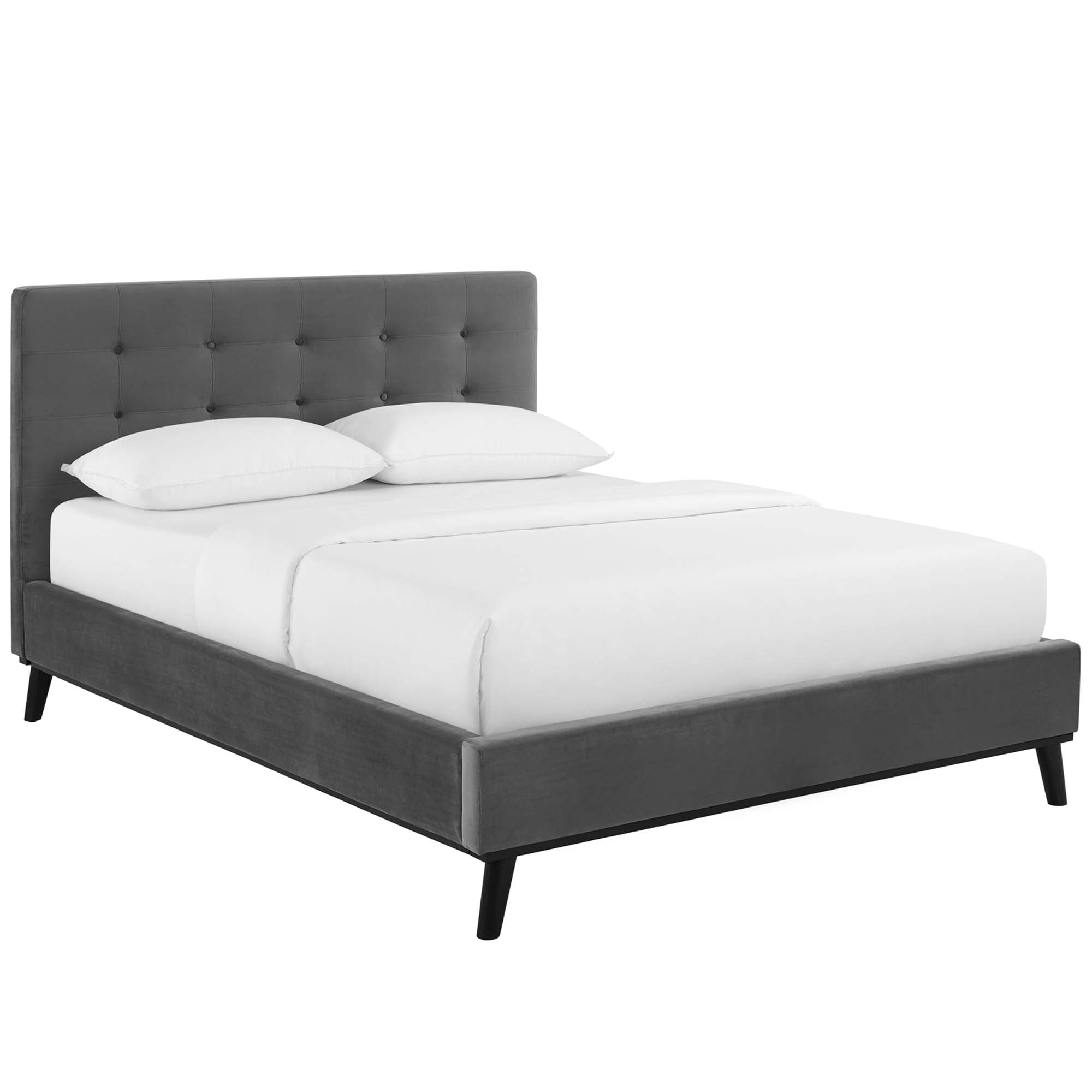 McKenzie Queen Biscuit Tufted Performance Velvet Platform Bed