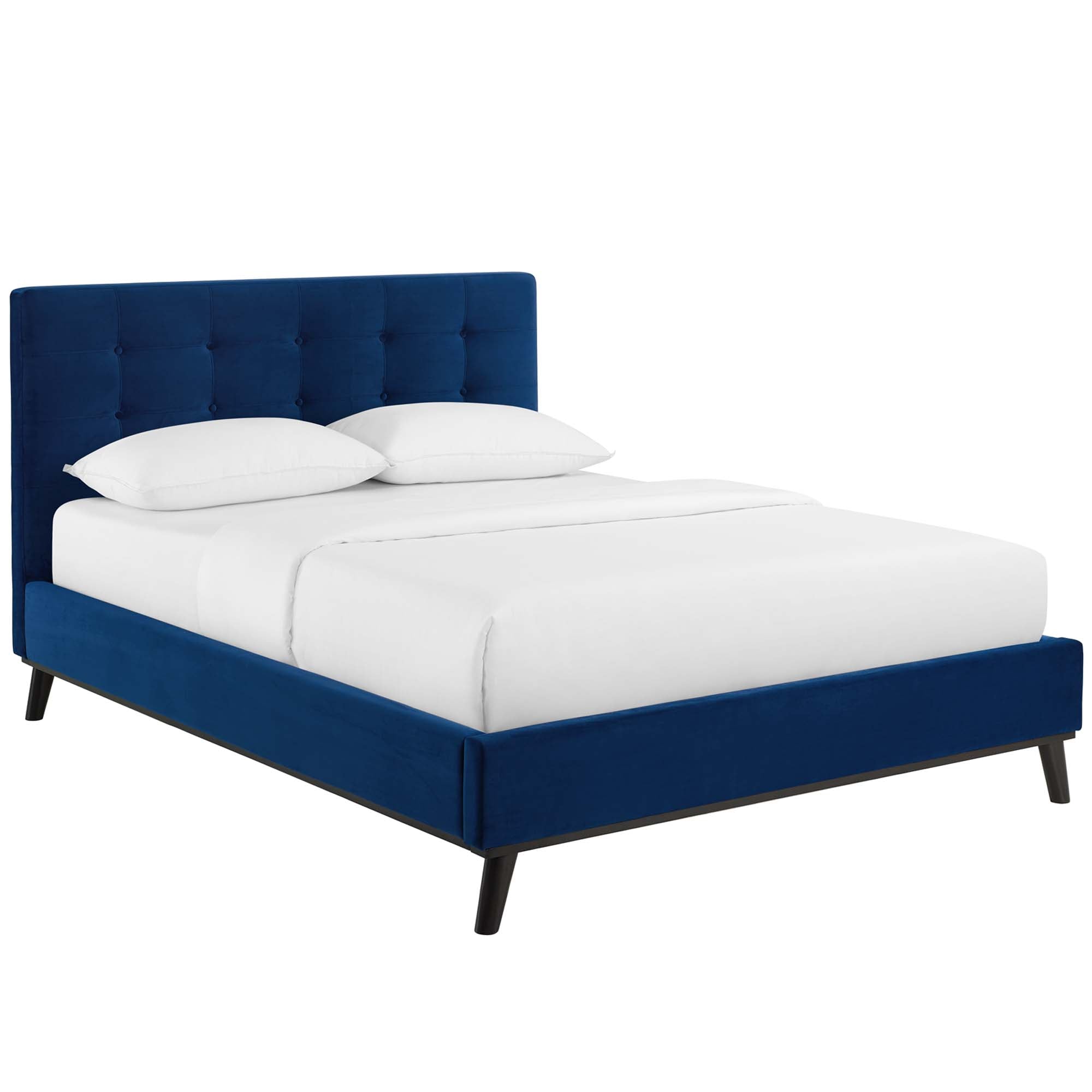 McKenzie Queen Biscuit Tufted Performance Velvet Platform Bed