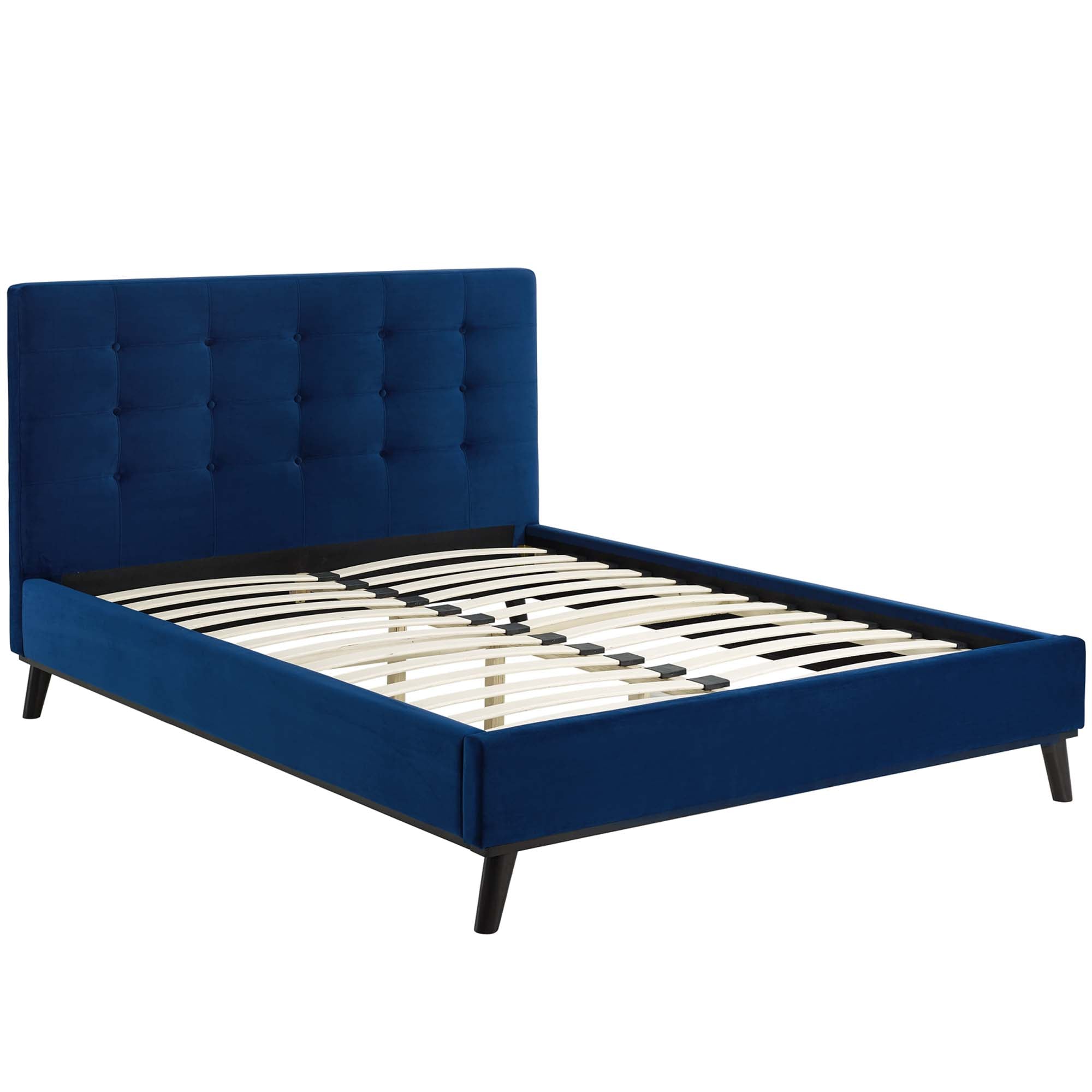 McKenzie Queen Biscuit Tufted Performance Velvet Platform Bed